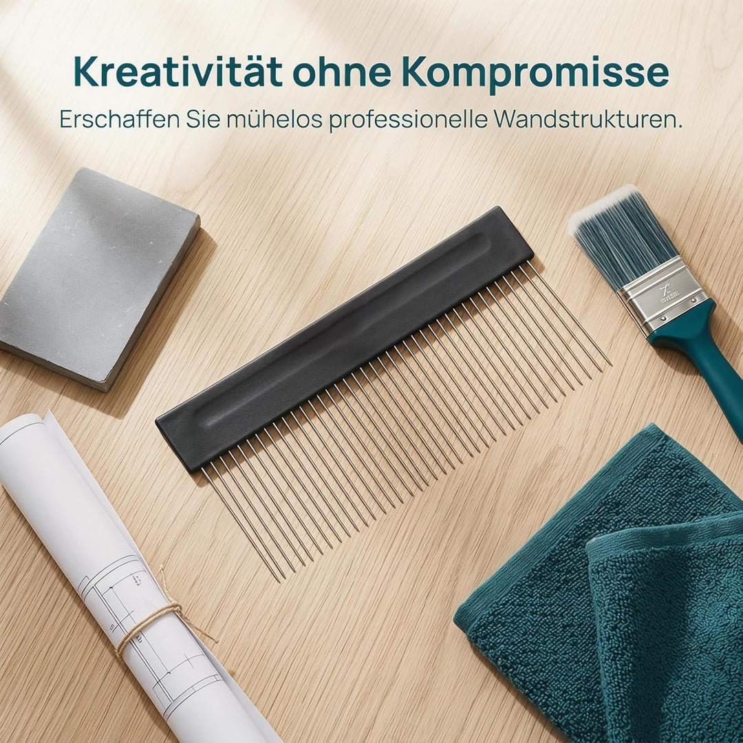 Lurrose Edelstahl Texturkamm Gross Strukturkamm für Wandmuster Putzstrukturwerkzeug zum Kreativen Wa