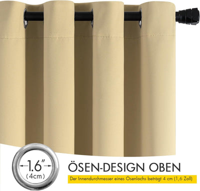 MIULEE Vorhänge Beige Blickdicht mit Ösen, Schöner Weicher Verdunklungsvorhänge zum Verdunkeln von R
