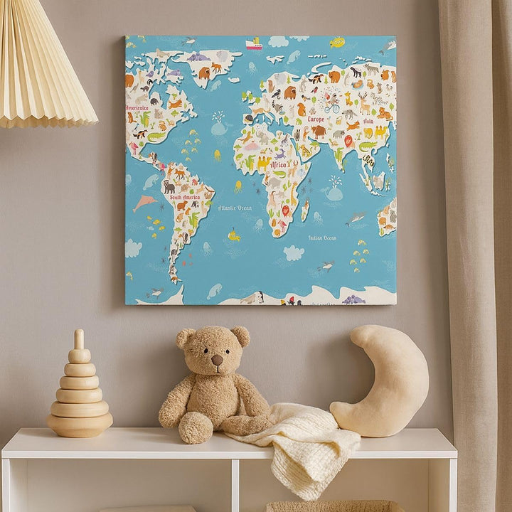 Bilder auf Leinwand Geographie Globus Grafik Illustration Leinwandbild 60x60cm Wandbilder Dekoration