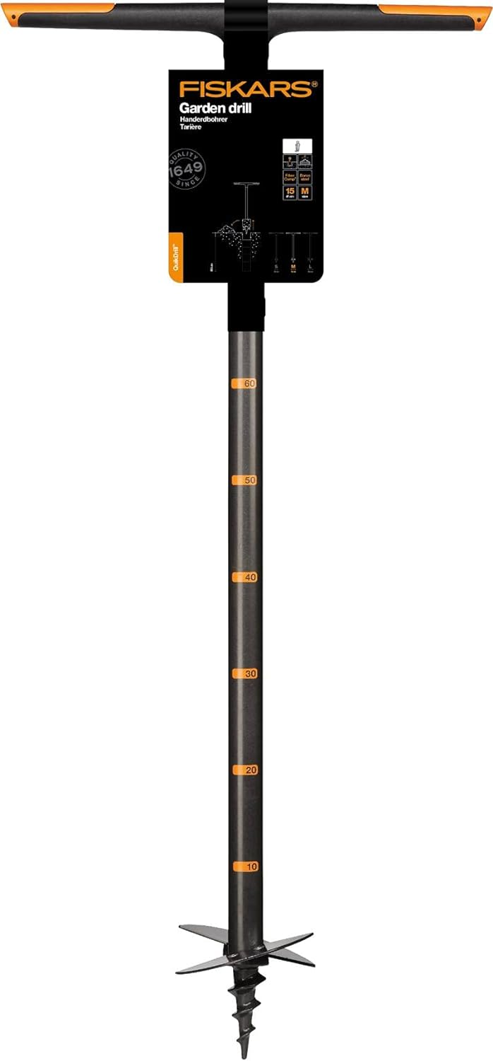 Fiskars Handerdbohrer, Für Löcher bis Ø 200 mm, Schwarz/Orange, QuikDrill, L, 1000640 Handerdbohrer