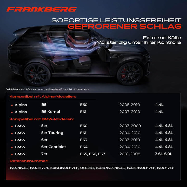 Frankberg Klimakompressor Klimaanlage Kompatibel mit 5er E60 540 545 550 4.0L-4.8L 2003-2009 5er Tou