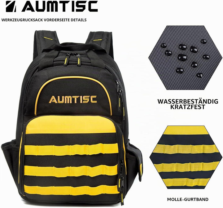 AUMTISC Werkzeugrucksack Werkzeugtasche Hochleistungs-werkzeug rucksack mit Mehrzwecktasche Industri