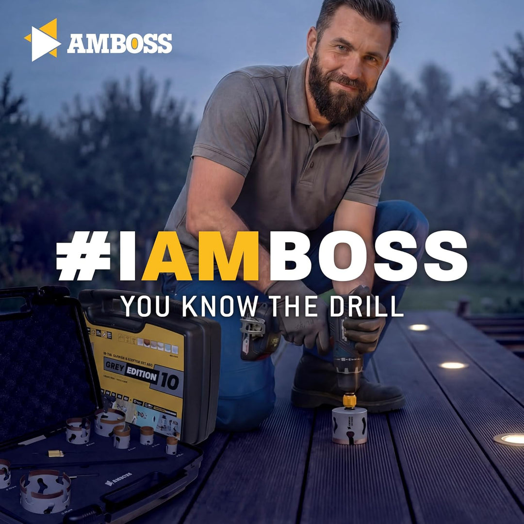 Amboss HM Lochsäge 68 mm | Für Spanplatten, Hartholz, Gipskarton etc. - Inkl. 6 Kant Standard Aufnah