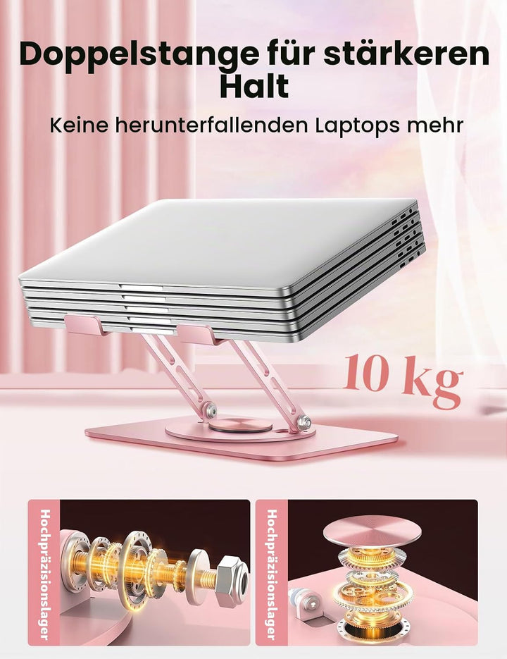 VAYDEER Laptop Ständer höhenverstellbar mit 360° Drehbasis &amp; faltbarem Design – Ergonomische Noteboo