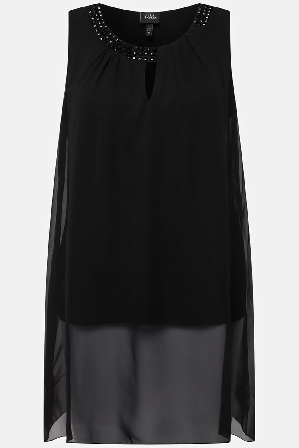 Ulla Popken Damen grosse Grössen Übergrössen Plus Size Longtunika, Ziersteine, A-Linie, Rundhals, är