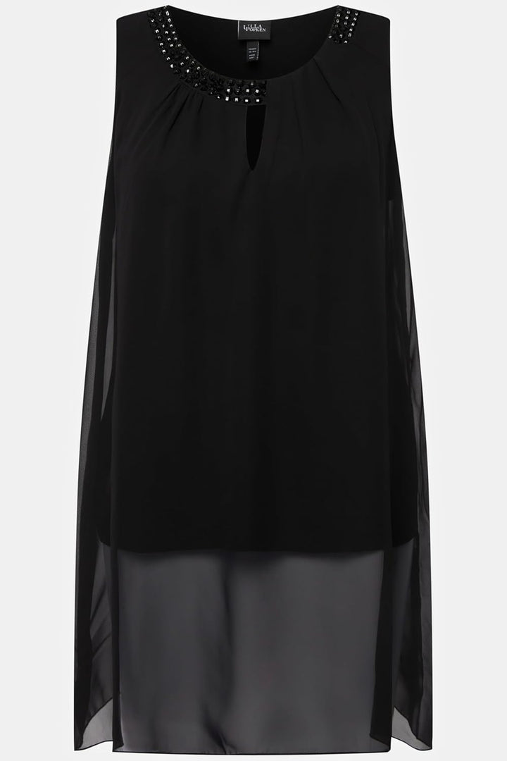 Ulla Popken Damen grosse Grössen Übergrössen Plus Size Longtunika, Ziersteine, A-Linie, Rundhals, är