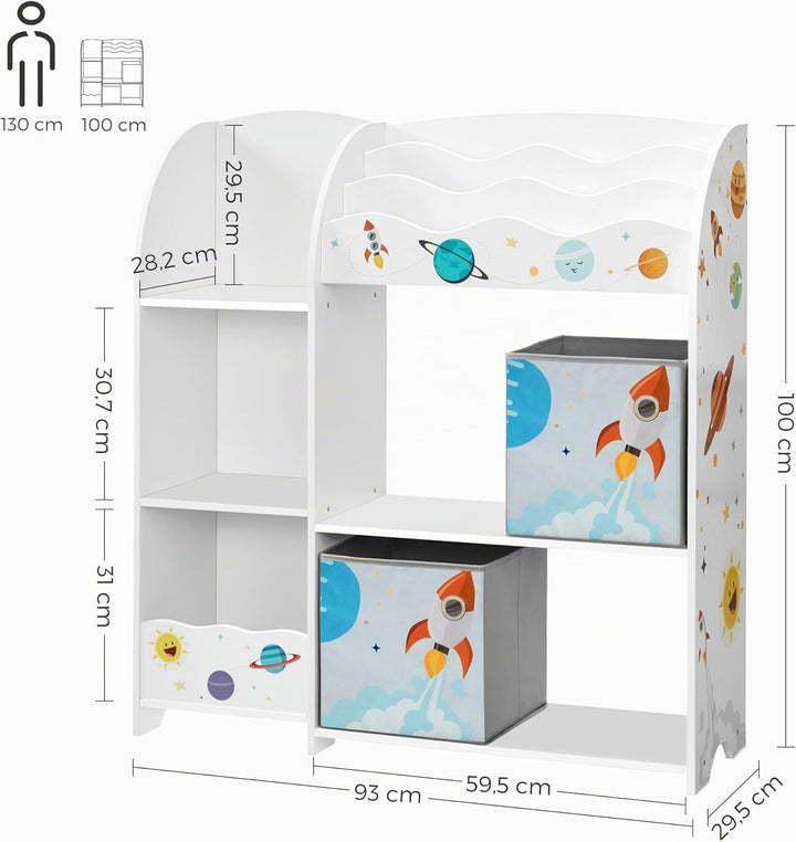 SONGMICS Kinderzimmerregal, Spielzeug-Organizer, Bücherregal für Kinder, multifunktionale Ablage mit