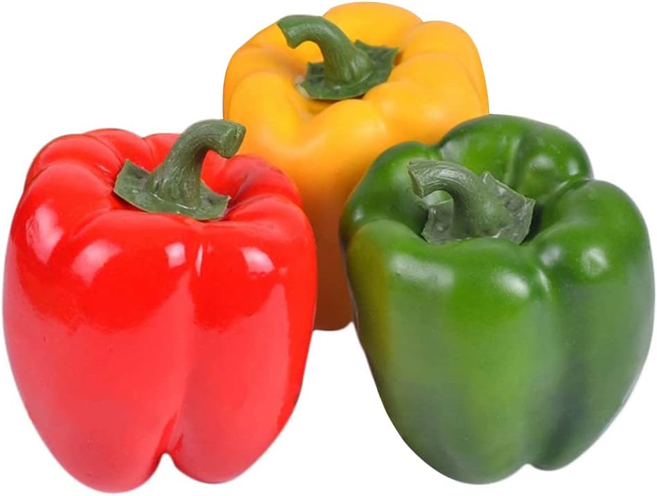 Lorigun Künstliche Paprika Gefälschte Gemüse Bunte Paprika Für Dekoration, Dekoratives Gemüse, Rot G