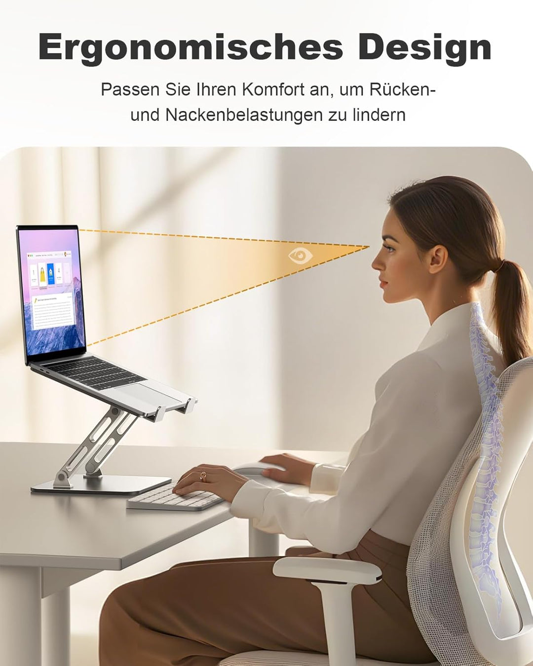 Babacom Laptop Ständer Lapdesk Höhenverstellbar & Belüftet mit Doppelstangen-Unterstützung, Laptopti