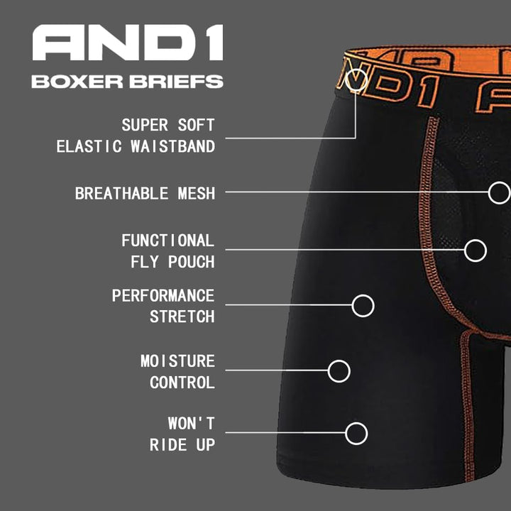 AND1 Sport Boxershorts 5er Pack Unterwäsche Herren Unterhosen Männer Retroshorts Boxer Brief Sportun
