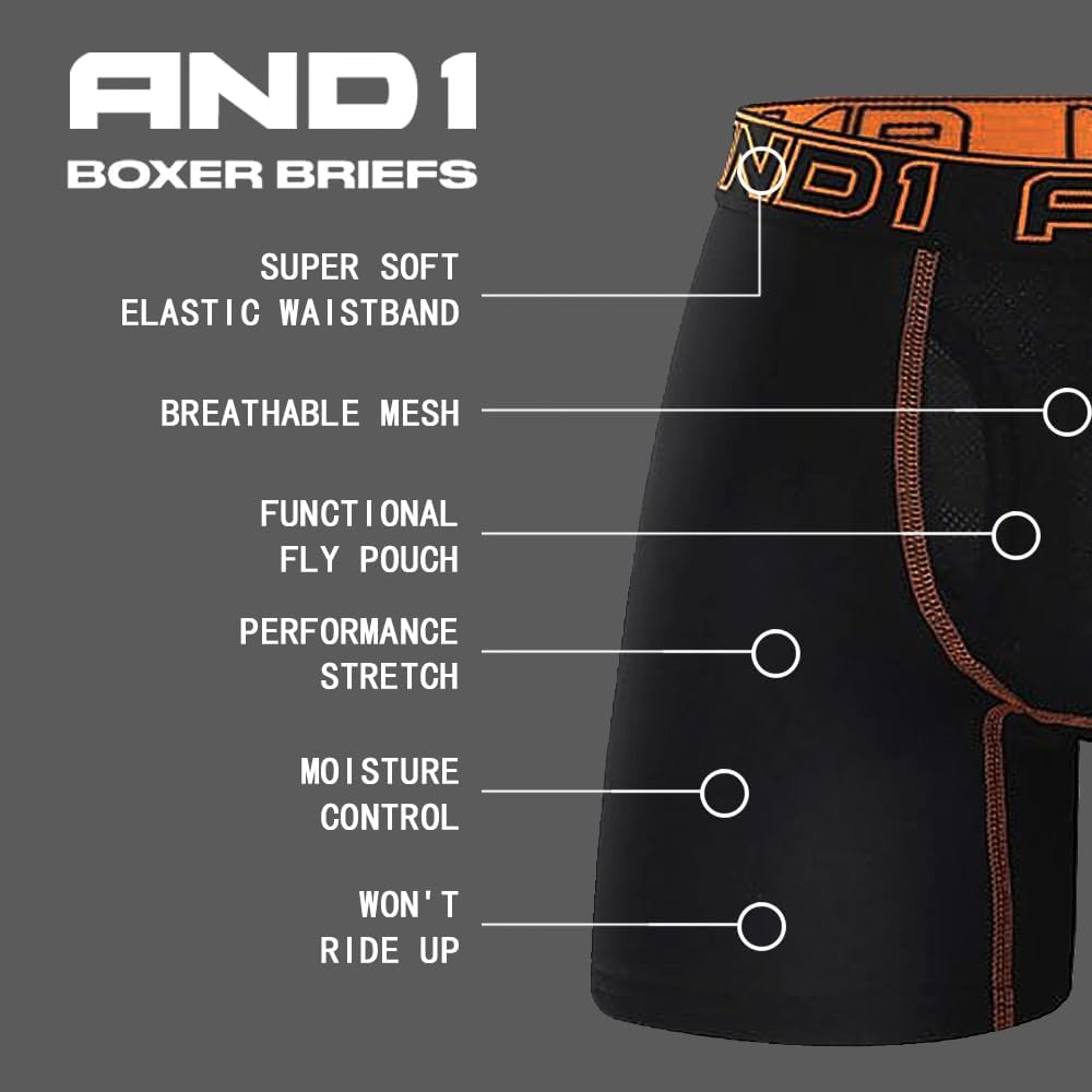 AND1 Sport Boxershorts 5er Pack Unterwäsche Herren Unterhosen Männer Retroshorts Boxer Brief Sportun