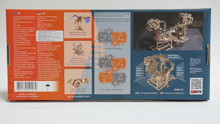 UGEARS Holz Marble Run Chain Hoist - Mechanische 3D Holzpuzzle für Erwachsene, DIY Modellbausatz für