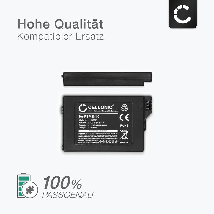 CELLONIC 2X Ersatz Akku PSP-S110 kompatibel mit Sony PSP Brite (3000/3001 / 3004) / PSP Slim & Lite