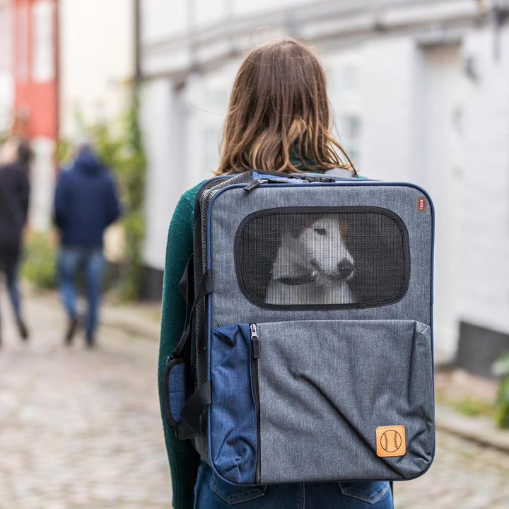 TRIXIE Rucksack & Tasche Tara 2 in 1 - grau/blau 25 × 38 × 50 cm Grau L 50 x B 25 x H 50 cm, Grau L