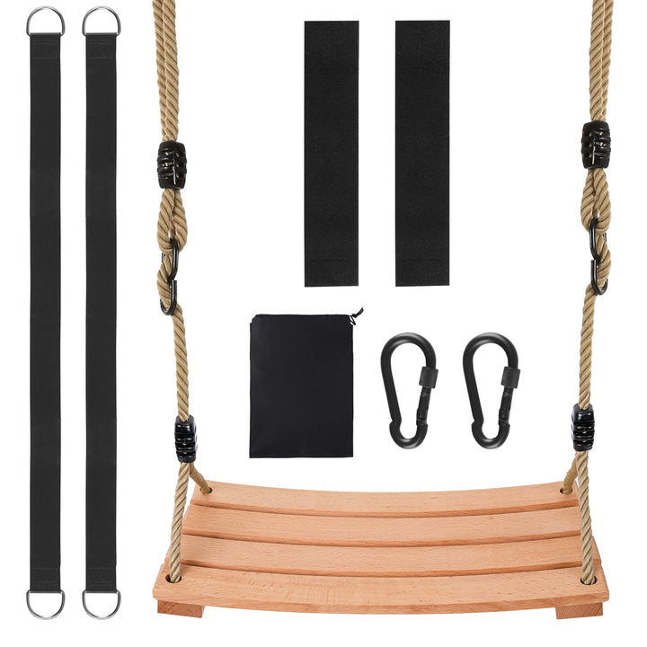 Holzschaukel Outdoor für Kinder und Erwachsene,Holz Schaukelsitz mit höhenverstellbarem Seil, Garten