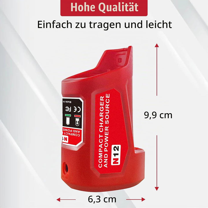 Upgrade für M12 USB Power Source Ladegerät Adapter, für Milwaukee 12V Akku, Typ-C Eingang, USB Ausga