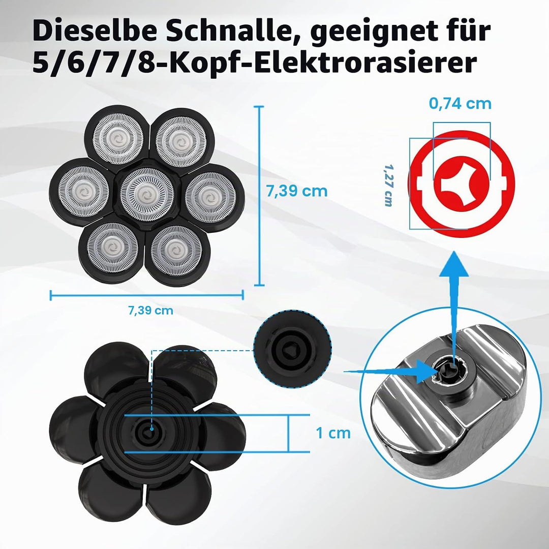 7D Elektrisch Rasierkopf, 7 Köpfe Ersatz-Rasierkopfklinge Universal Schnelle Doppelring Haarschneide