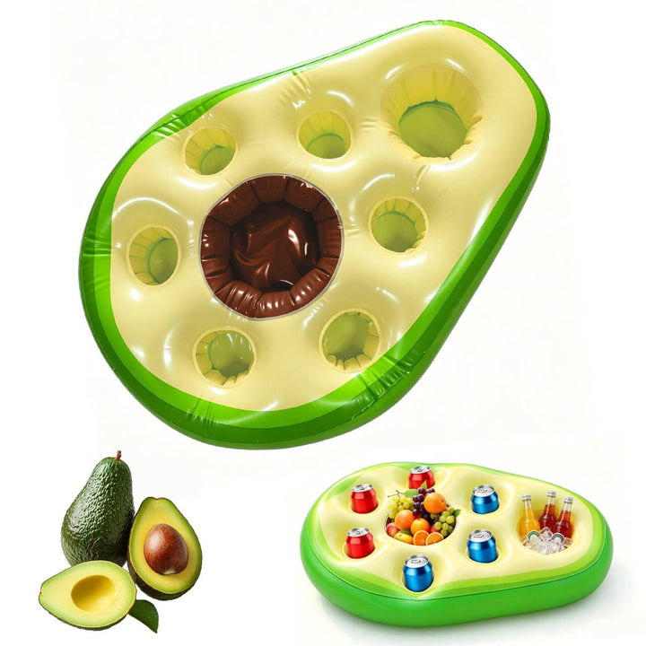 Pool Bar Aufblasbarer Getränkehalter, 2 in1 Avocadoform Getränke Snackhalter, 8 Löcher Grosse Kapazi