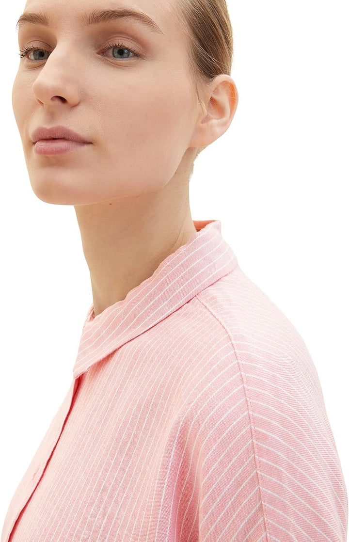 TOM TAILOR Damen Basic Bluse mit Streifen, 40 32065 - Rose Offwhite Stripe