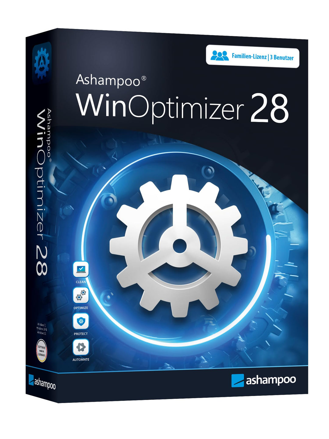 WinOptimizer 27 - 3 USER Lizenz - Tuning für Windows 11 10 7 - unbegrenzte Laufzeit - Sicher, Sauber