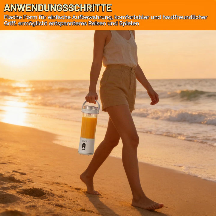 Tragbarer Mixer mit Trinkdeckel, 600ml Smoothie-Maker to Go Persönlicher für Mixer Zuhause Küche Fit