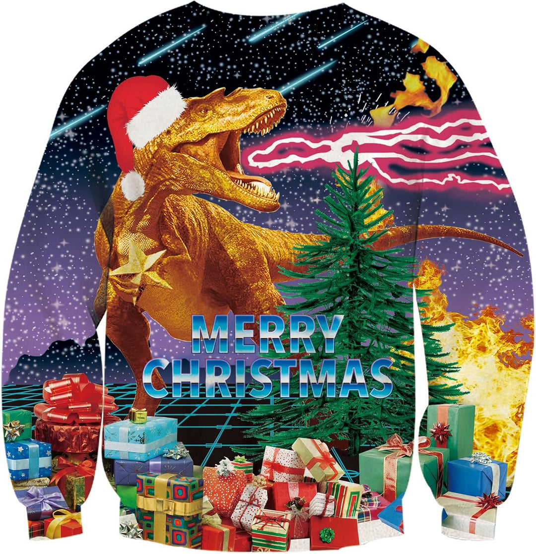 Loveternal Unisex Hässliche Weihnachtspullover 3D Druck Ugly Christmas Sweater Langarm Xmas Pullover