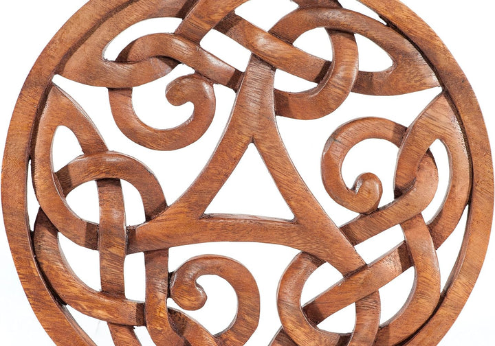 Windalf Handmade Celtic Wanddeko Alesia Ø 22 cm Keltische Triskele Irische Deko Geschnitzes Ornament