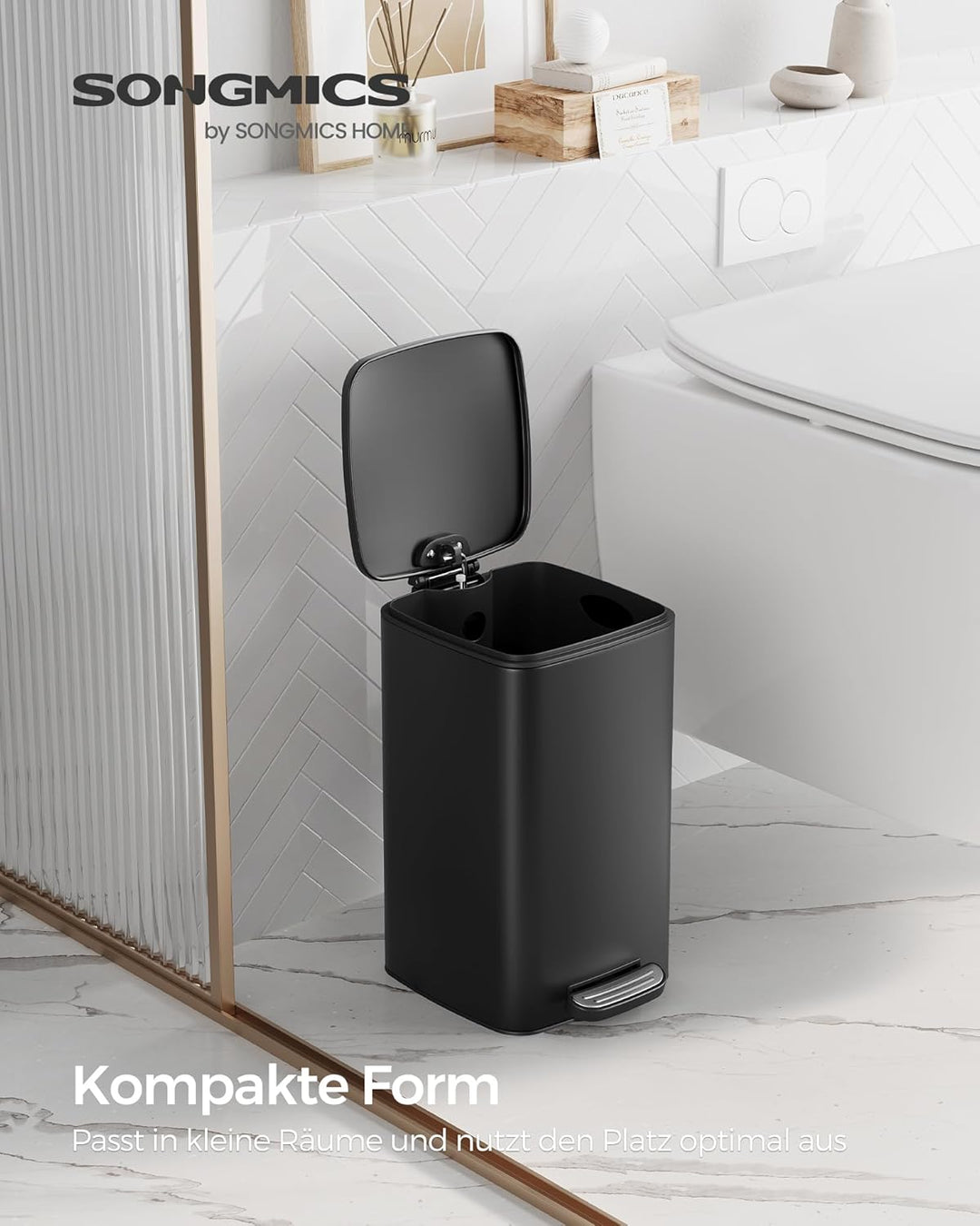 SONGMICS Kosmetikeimer, 8 Liter, Mülleimer Bad, kleiner Abfalleimer, Tretmülleimer, mit Pedal, für k