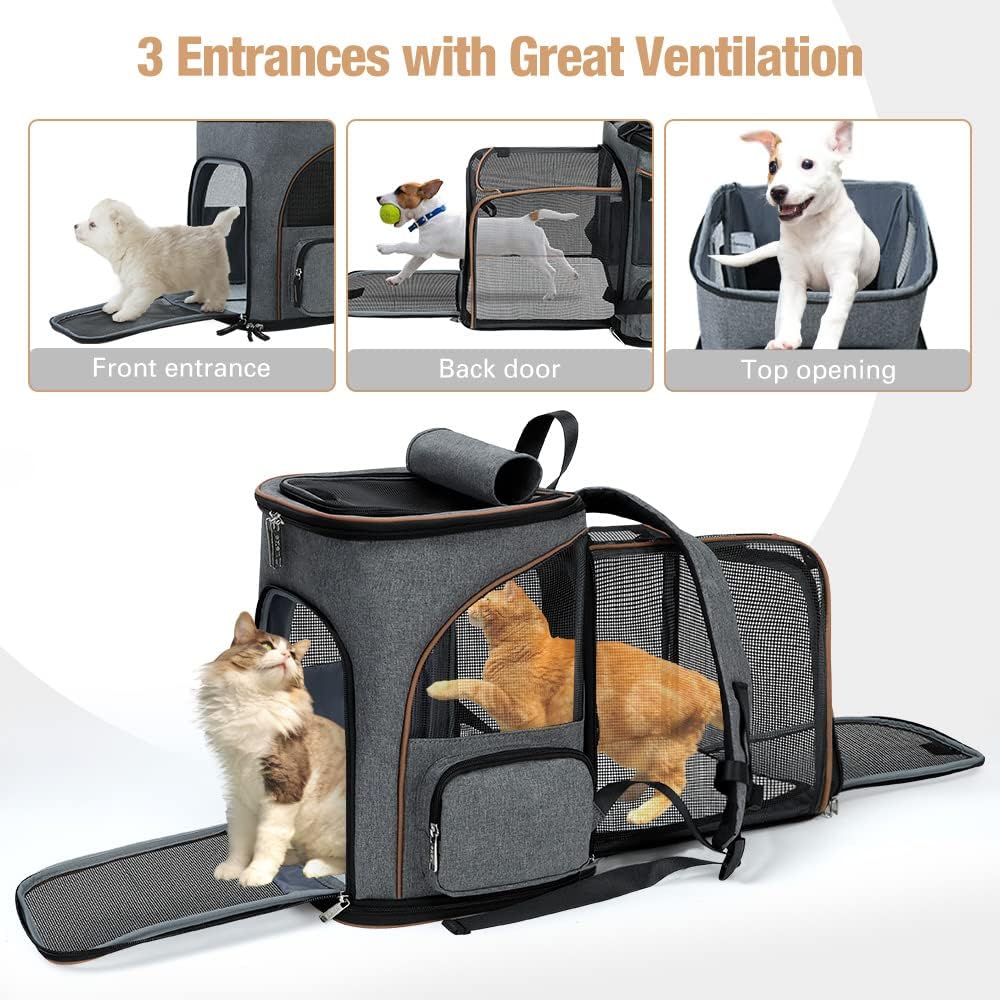 Lekesky Gross Katzenrucksack Hunderucksack für Katzen und Hunde bis 8-10kg, Erweiterbar Faltbare Hau