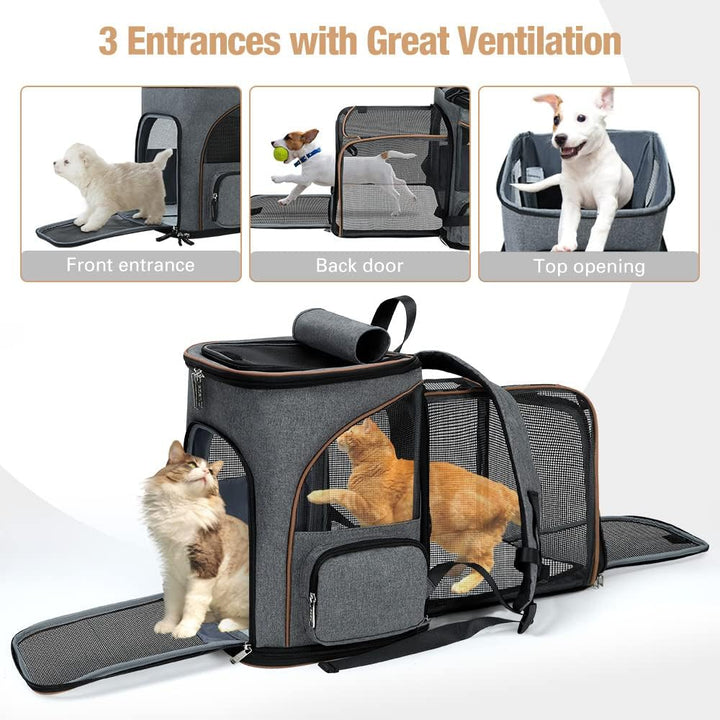 Lekesky Gross Katzenrucksack Hunderucksack für Katzen und Hunde bis 8-10kg, Erweiterbar Faltbare Hau