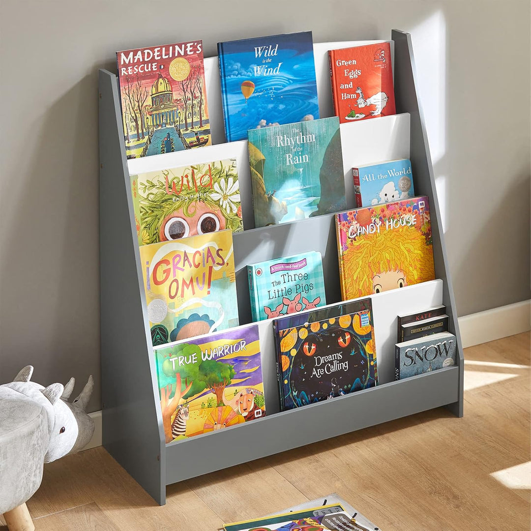 SoBuy Bücherregal Kinder Montessori Kinderregal mit 4 Ablagefächern Regal Kinderzimmer Spielzeug Auf
