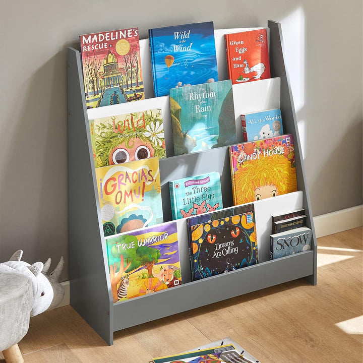 SoBuy Bücherregal Kinder Montessori Kinderregal mit 4 Ablagefächern Regal Kinderzimmer Spielzeug Auf