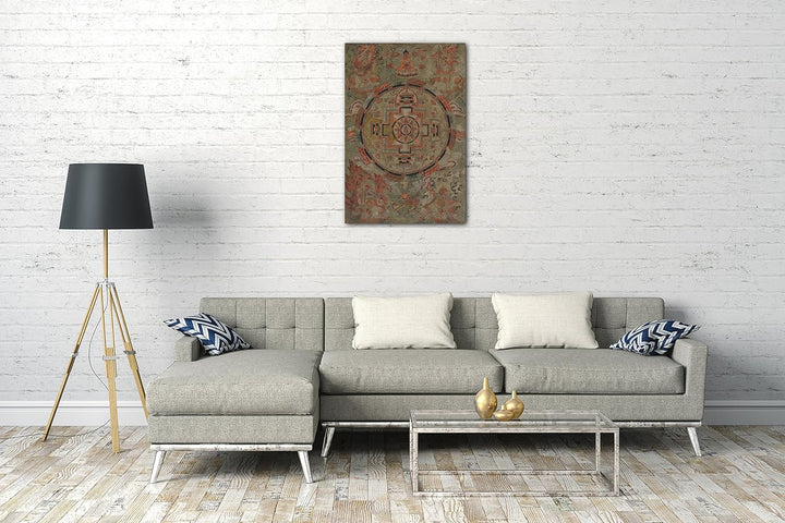 Printed Paintings Leinwand (60x80cm): 19. Jahrhundert - Buddha von Bodhisattvas umgeben 60x80 cm, 60