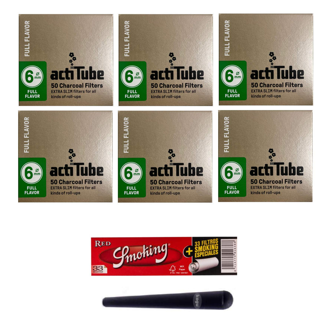 actiTube 19812 Aktivkohlefilter, Papier, 6x50 mit Smoking Red Tips