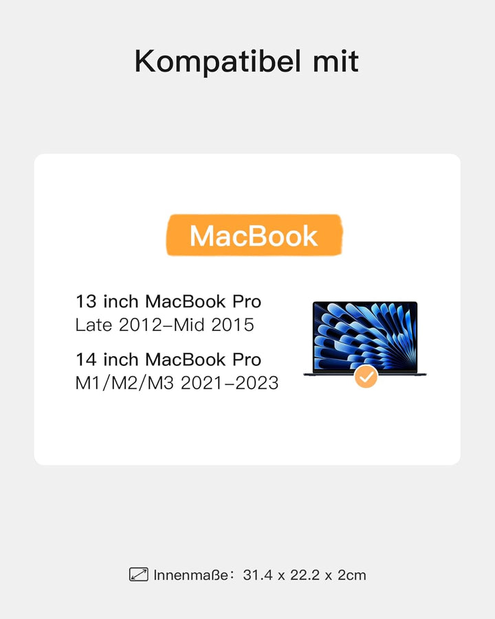 Inateck Eva stossfeste Laptoptasche kompatibel mit 14 MacBook Pro M3/M2/M1 Pro/Max 2023-2021, 13 Mac