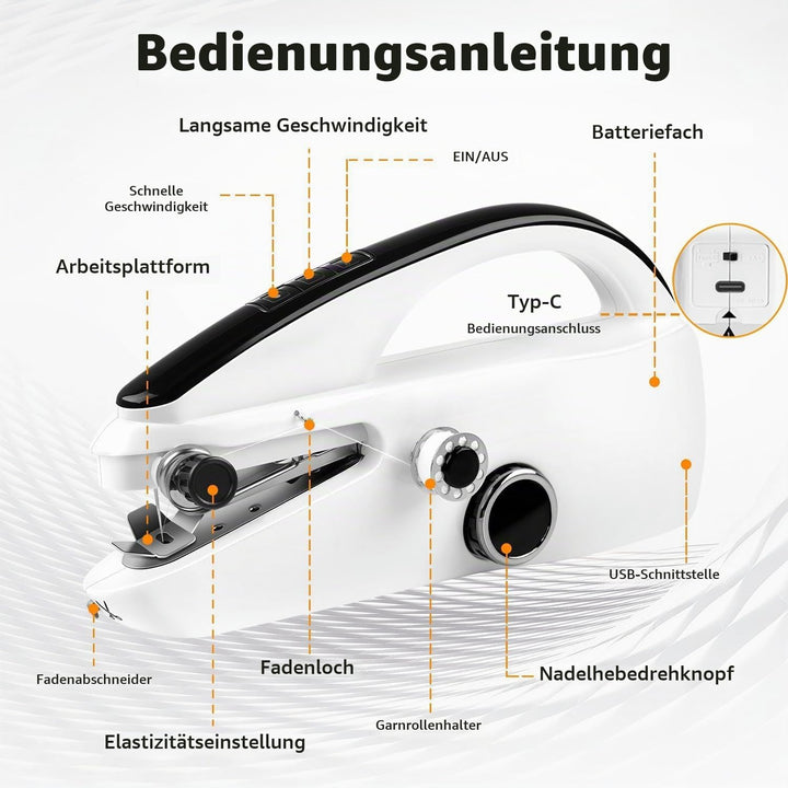 Handnähmaschine, Tragbare Mini-Nähmaschine, Kabellose Tragbare Elektrische Handnähmaschine Mit Nähzu