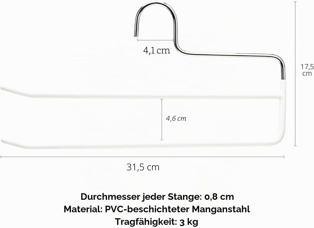 SHIMOYAMA Hosenbügel, 5 Pack, Hosen- und Kleiderbügel-Organisatoren, Doppelstabbügel mit offenen End