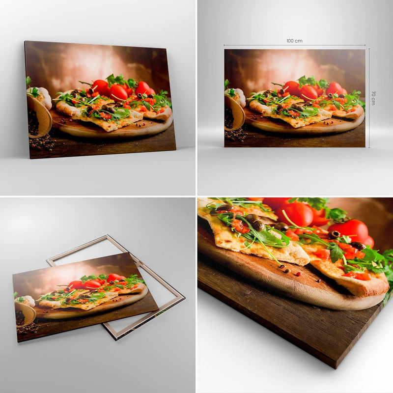 Bilder auf Leinwand 100x70cm Leinwandbild Pizza Vegetarier Italien Essen Gross Wanddeko Bild Schlafz