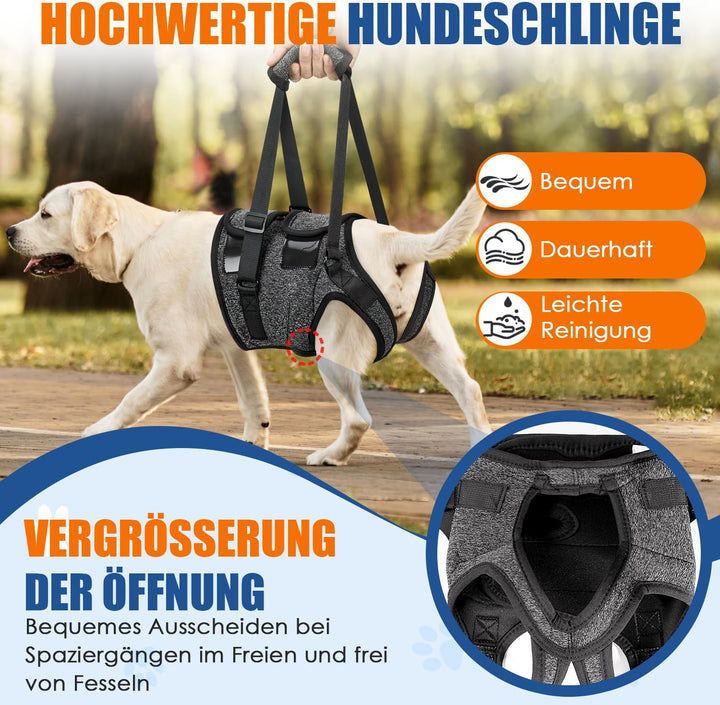 Tragehilfe für mittelgrosse grosse Hunde, Tragetasche Hund mit verstellbarem Hinterbein-Stützgurt fü