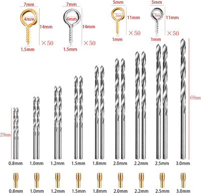 Uolor Elektrische Handbohrer Werkzeuge, Bohrerwerkzeug mit 17 Stück Spiralbohrer 10 Stück Spannzange