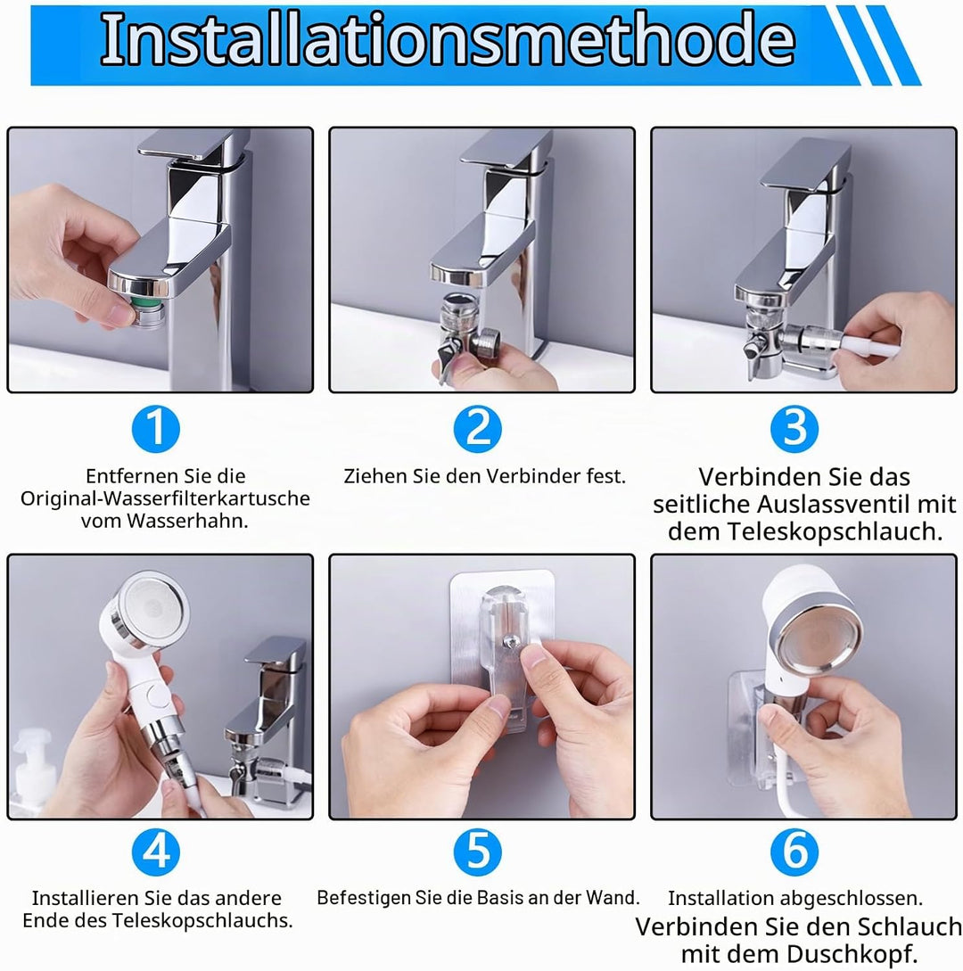 Handbrause für Waschbecken, Waschbeckenbrause mit Schlauch, Haarwäsche Handbrause Wasserhahn, Duschk