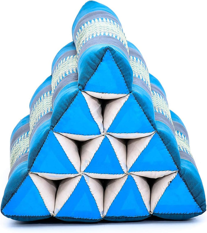 Leewadee Thai Dreieckskissen 50 x 33 x 33 cm - Feste Kapok Rückenstütze für Lesen, Bett, Sofa & Bode