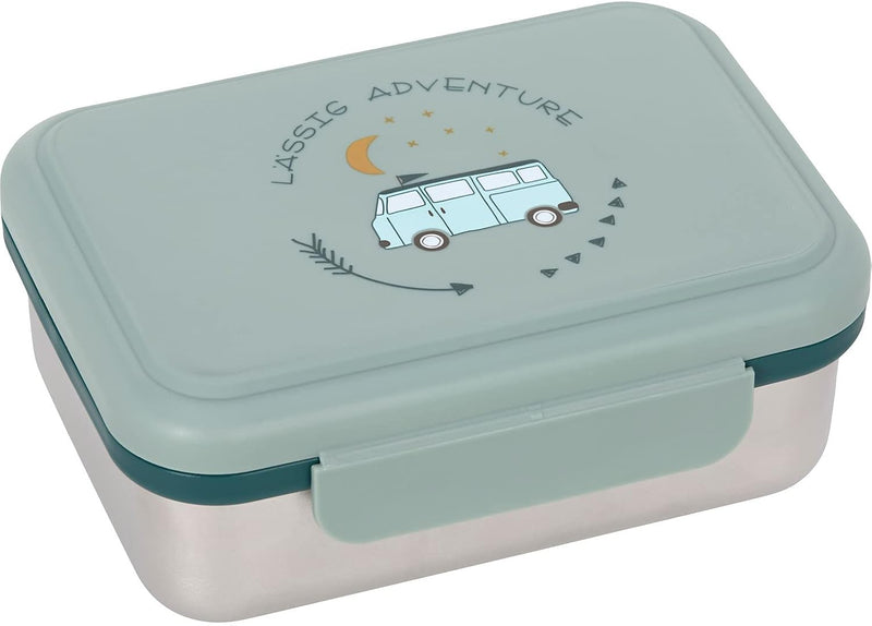 LÄSSIG Kinder Brotdose Edelstahl Lunchbox Frühstücksbox nachhaltig Kindergarten Schule/Adventure Bus