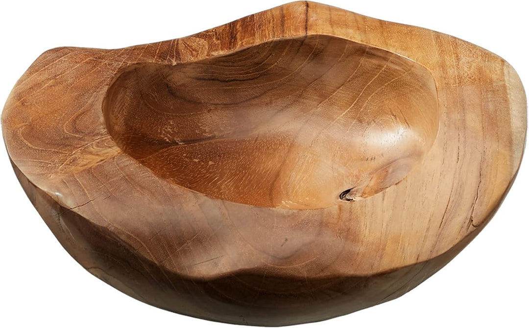 Cepewa Holzschale Teakholz in Handarbeit gefertigt | Dekoschale Ø 25 cm | Obstschale rund (Ø 25 cm),