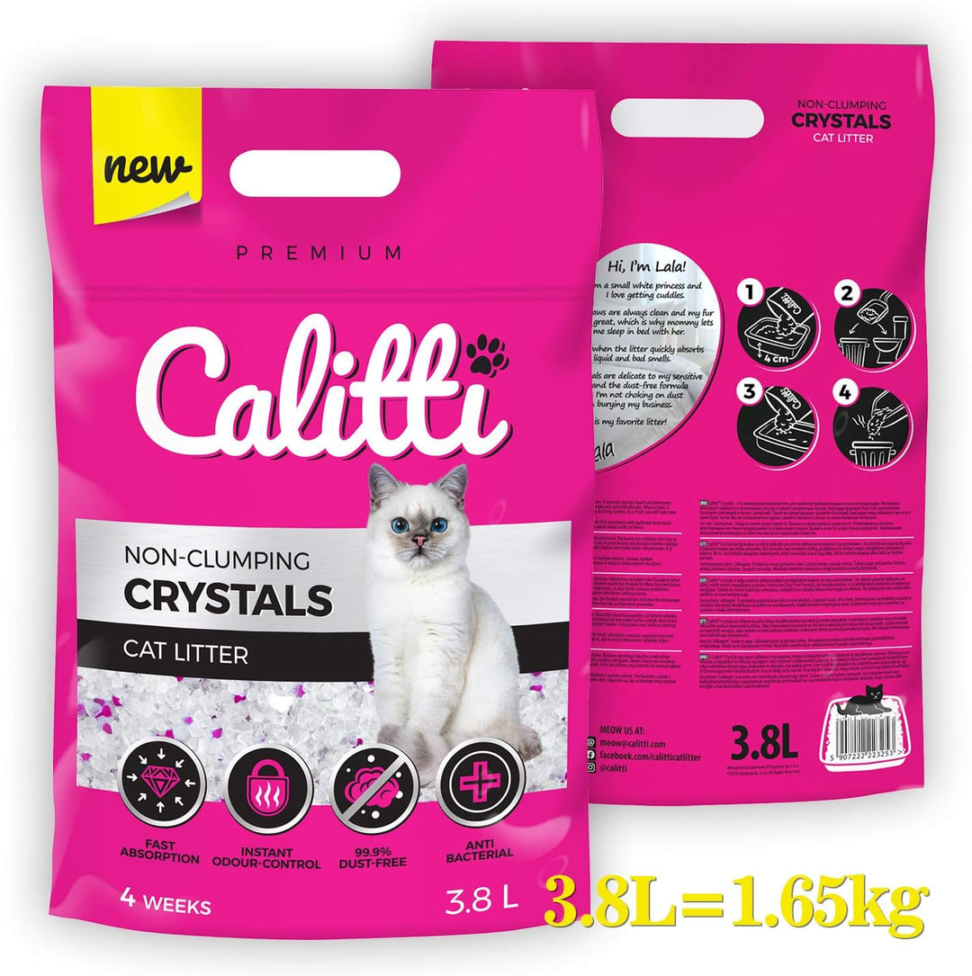 Calitti - Silikat Katzenstreu | Premium Crystals Silikatstreu | Antibakteriell Katzensand | 4-er Set