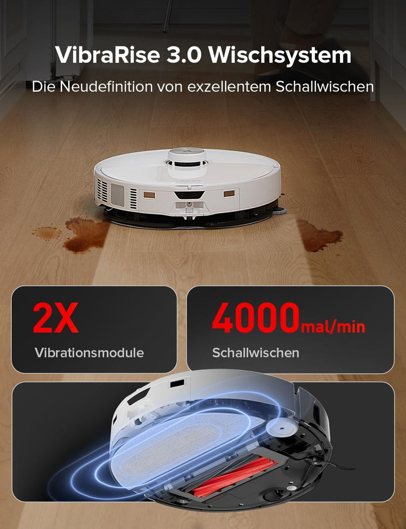 roborock S8 MaxV Ultra Saugroboter mit Wischfunktion&Hebarem Wischmopp, Umfangreiche Reinigung Durch