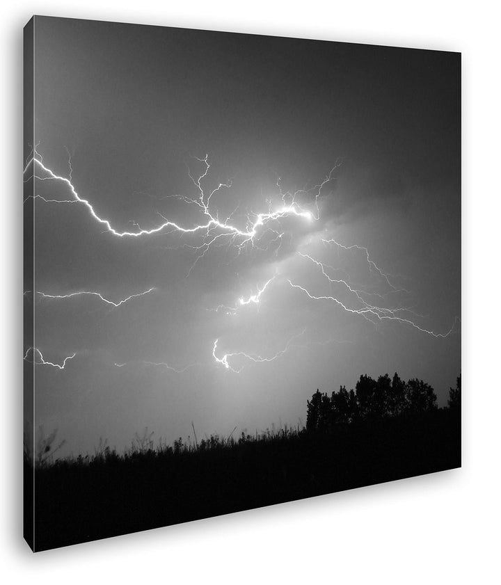 deyoli naturgewaltiger Blitz Format: 70x70 Effekt: Schwarz&Weiss als Leinwandbild, Motiv auf Echthol