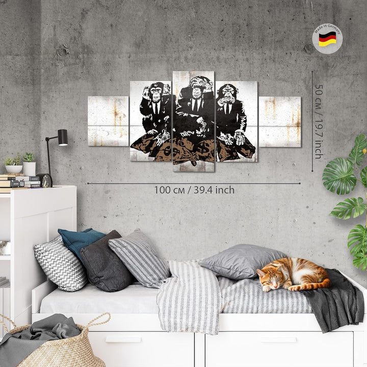 Runa Art Wandbilder Street Art Affen 5 Teilig Bild auf Vlies Leinwand Deko Loft Wohnzimmer Duke of L
