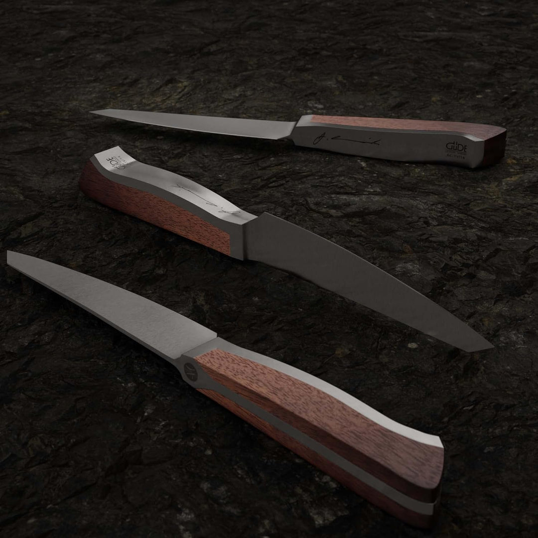 GÜDE Solingen - Steakmesser Glatt geschmiedet, 14 cm, Walnussholz, CAMINADA, Handmade Germany, Braun
