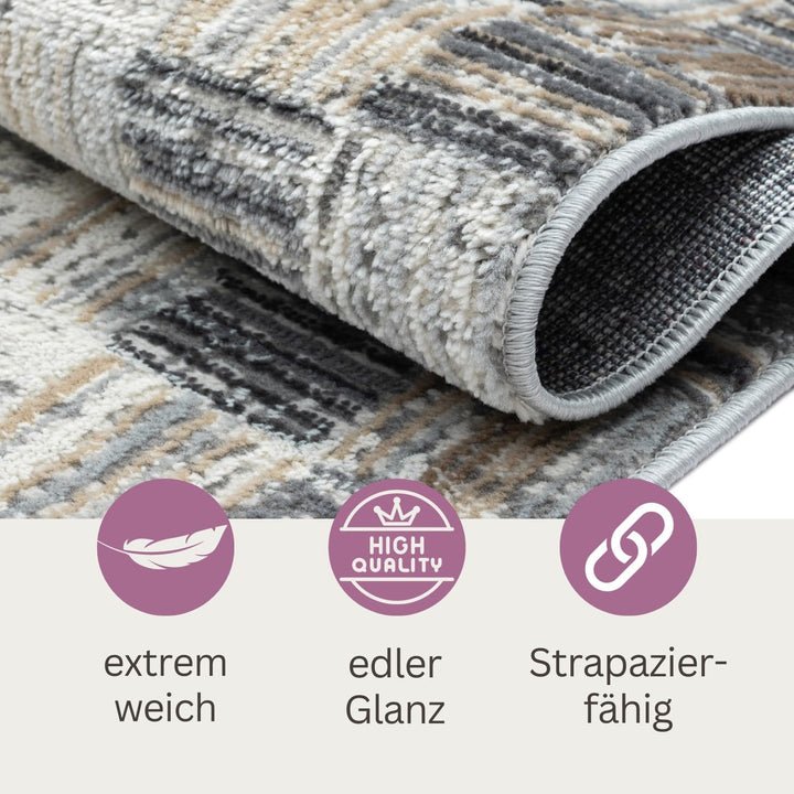 MY-RUG Teppich Ola rund Creme 120 x 120 cm Runder Esszimmerteppich in kurzflor, Badezimmerteppich in